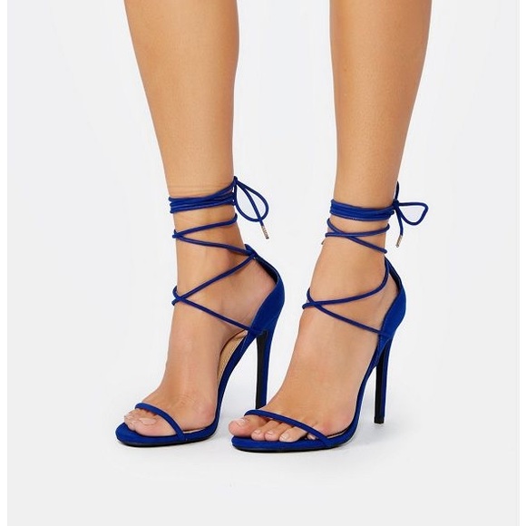 JustFab Shoes - JustFab “Antonya” strappy Blue high heel stilettos